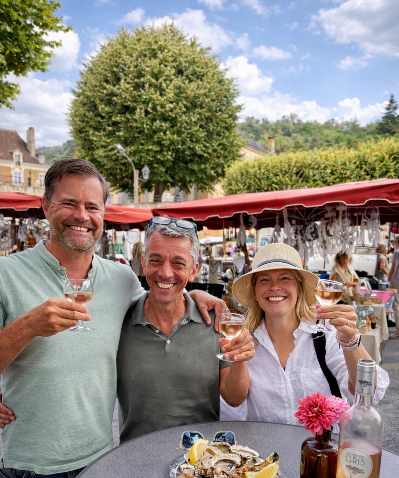 Saint-Cyprien markt met oesters en rosé